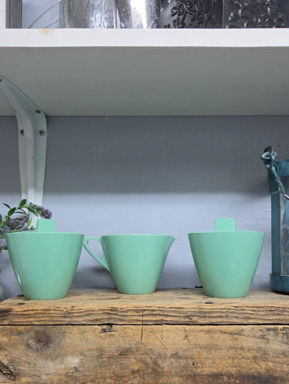Vintage Mid Century Modern Allied Chemicals Sugar Creamer Set Of 3